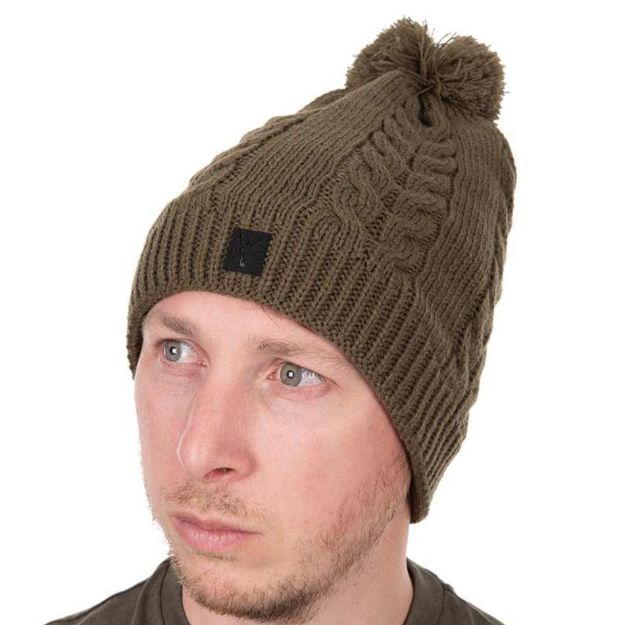 Fox Khaki Knitted Bobble Kapa zimska za ribolov