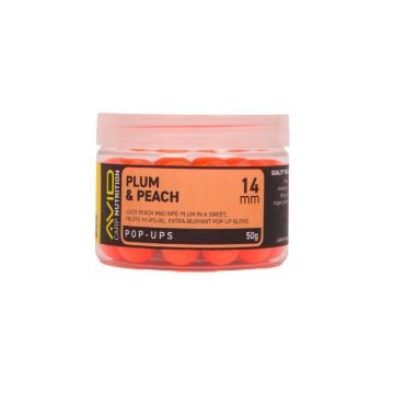 Avid Plum Peach Pop Up Boile 14mm narančaste plutajuće boile za šaranski ribolov s aromom šljive i breskve