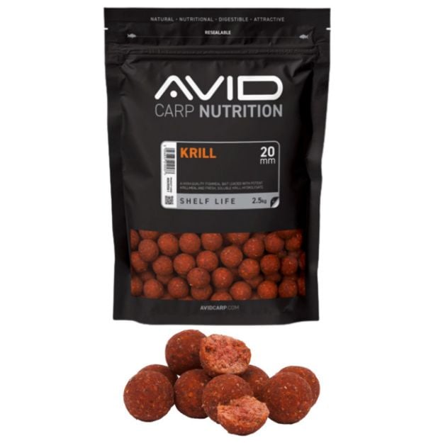 Avid Krill boile 15mm i 20mm proteinska primama s krillom za ribolov šarana i amura