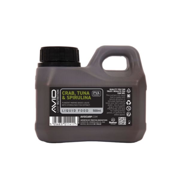 Avid Crab Tuna Spirulina Liquid Food 500ml tekuća hrana za primamu s aromom raka, tune i spiruline