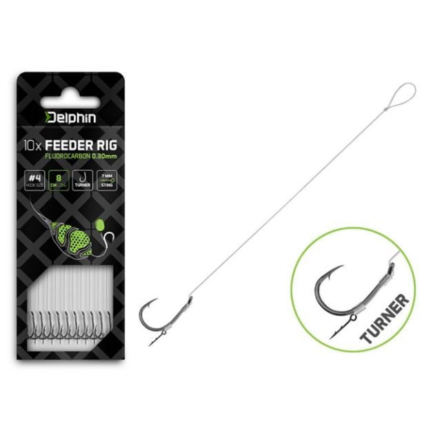 Delphin Feeder Rig Fluoro Sting Turner 12 cm gotovi fluorocarbon feeder predvez s bait spikeom