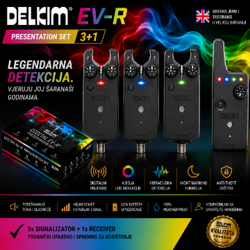 Delkim EV-R Presentation Set 3+1 signalizatori za šaranski ribolov s receiverom i multi colour LED indikacijom