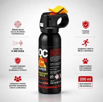 KKS CS 5000 SSG-8 suzavac 200 ml sa širokim mlazom i dometom do 5 metara za osobnu zaštitu i sigurnost.