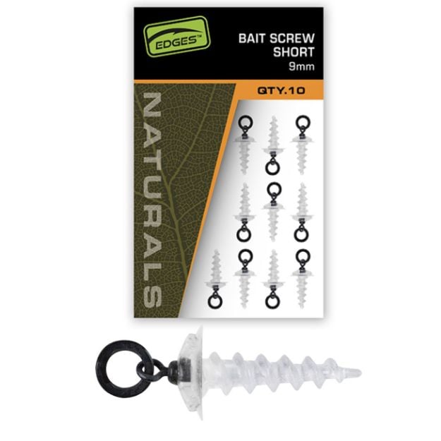 Fox Edges Bait Screw Long 11 mm prozirni klinovi za brzo pričvršćivanje mamaca s integriranom Mini Hook Ring Swivel vrtilicom, 10 komada.
