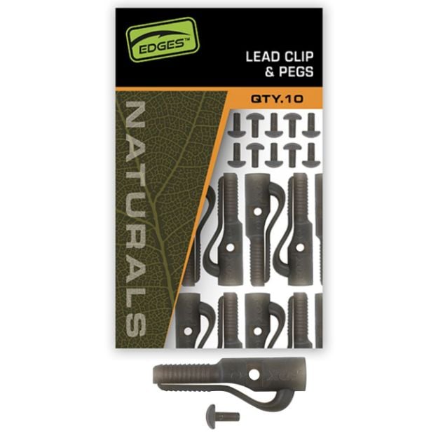 Fox Edges Naturals Lead Clip + Pegs kopče s T-klinovima za Lead Clip montaže, kompatibilne s vrtilicama veličine 7, 10 kompleta.
