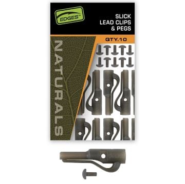 Fox Edges Naturals Slik Lead Clip + Pegs kopče za suptilne Lead Clip montaže s T-klinovima, kompatibilne s vrtilicama i Slik Tail Rubber gumenim čepovima veličine 7, 10 kompleta.