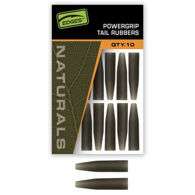 Fox Edges Naturals Powergrip Tail Rubbers gumene kapice veličine 7 za Lead Clip montaže s težim olovima, Naturals tamnozelena boja, 10 komada.