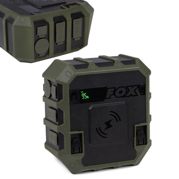 Fox Halo 48K Powerbank 48000 mAh LiFePO4 za ribolov i kampiranje s USB-C 100W, bežičnim i solarnim punjenjem